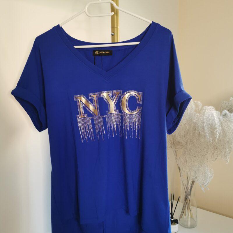 koszulka damska NYC z mini cyrkoniami 4 kolory Stylowe Strio