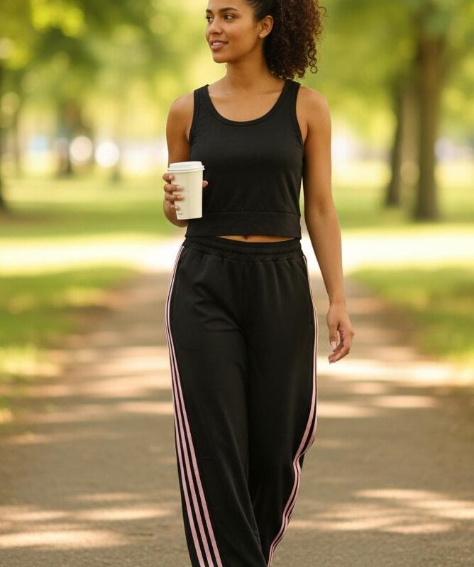 Dres damski komplet sportowy – spodnie + top, czarny