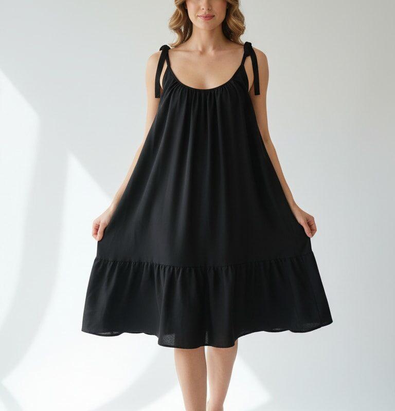 sukienka letnia wiązana na ramionach look na modelce