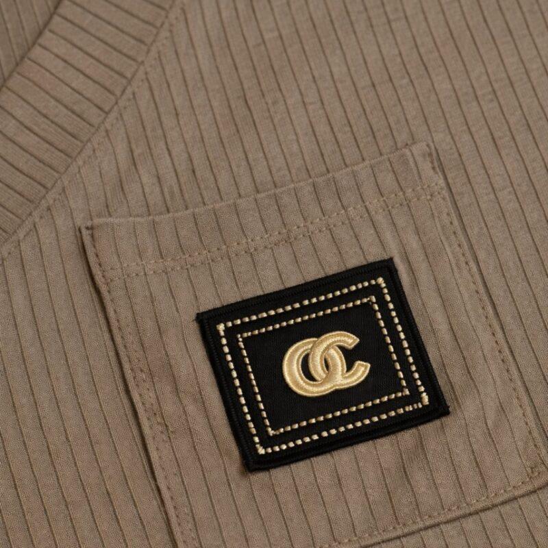 fango koszulka prążkowana damska detal kieszonka z logo premium